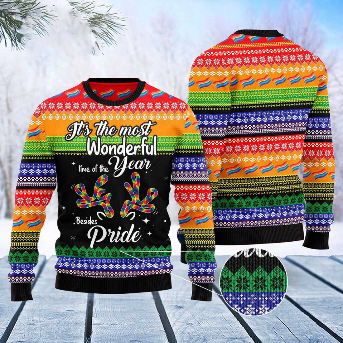 FUNSTUFFPRINT Lgbt Beside Pride Ugly Christmas Sweater, Christmas Sweater, Ugly Sweater, Funny Xmas Sweaters Ugly Sweater