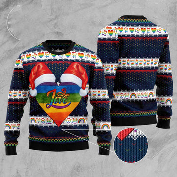 FUNSTUFFPRINT Lgbt Heart Ugly Christmas Sweater, Christmas Sweater, Ugly Sweater, Funny Xmas Sweaters Ugly Sweater