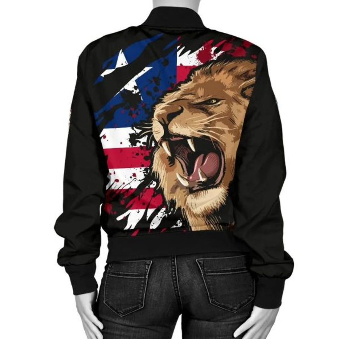 FUNSTUFFPRINTI Liberia Bomber Jacket, Liberia Rasta Lion Flag Women Bomber Jacket
