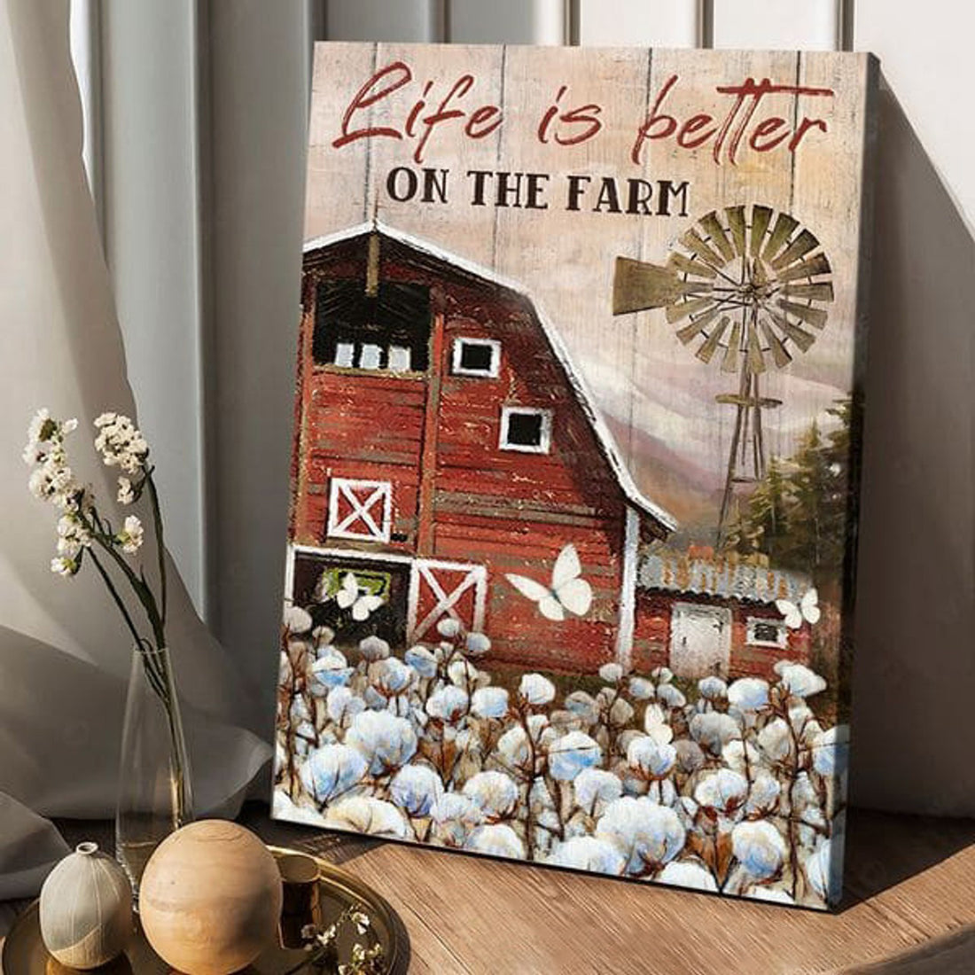 Life Is Better On The Farm, Farmer Poster, Butterfly Flower, Gift For Farmer Poster and Canvas