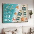 Life Is Sweeter In Flip Flops, Beach Poster, Summer Decor Poster and Canvas