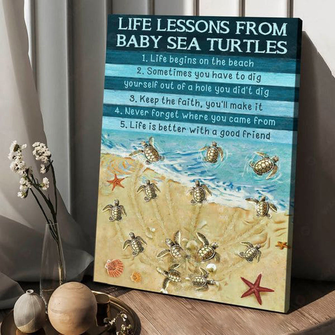 Life Lessons From Baby Sea Turtles Life Begins On The Beach, Beach Poster Poster and Canvas
