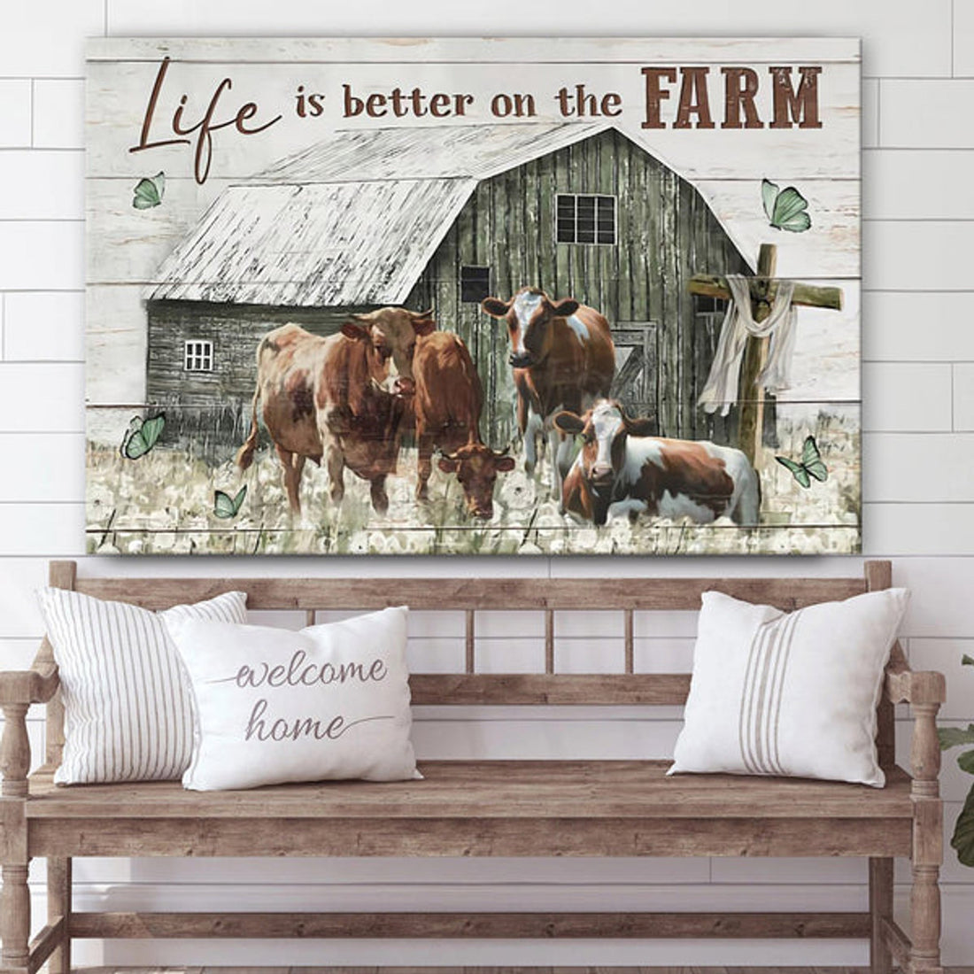 Life Is Better On The Farm Canvas Wall Art - Christian Canvas Wall Decor - Bible Verse Wall Art Canvas - Farmer Gift