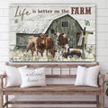 Life Is Better On The Farm Canvas Wall Art - Christian Canvas Wall Decor - Bible Verse Wall Art Canvas - Farmer Gift