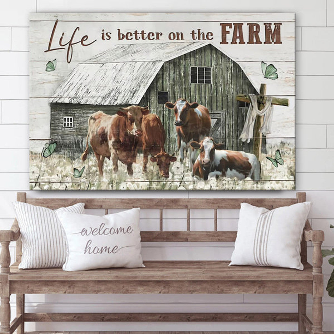 Life Is Better On The Farm Canvas Wall Art - Christian Canvas Wall Decor - Bible Verse Wall Art Canvas - Farmer Gift
