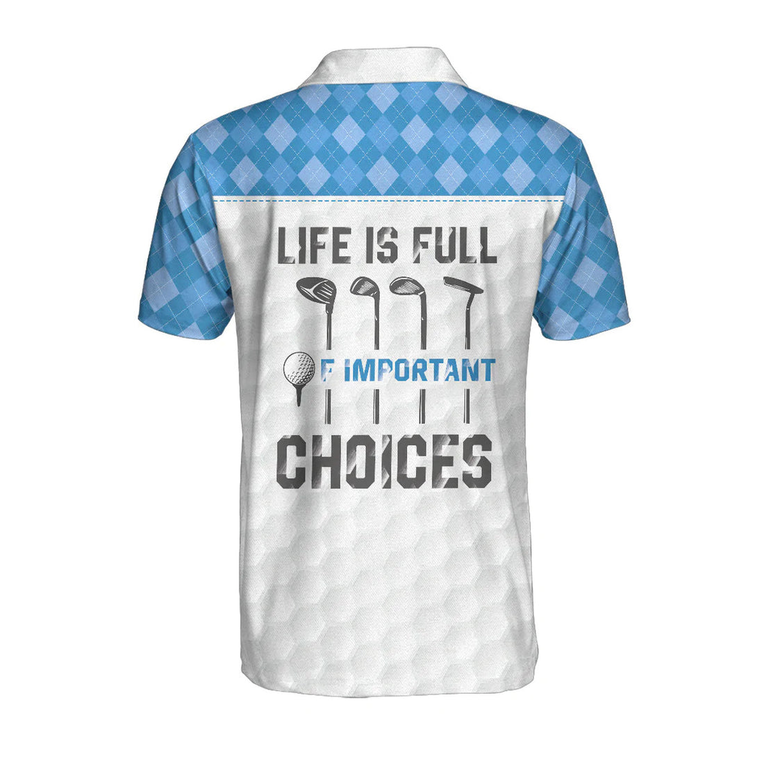 White Golf Texture Blue Argyle Pattern Men Polo Shirt, Life Is Full Of Important Choices Golf Polo Shirt, Best Golf Shirt For Male