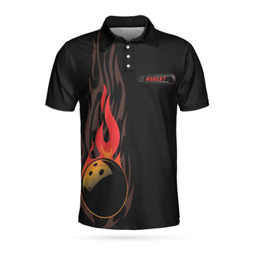 Custom Personalized Fire Bowling Ball Men Polo Shirt, Keep Your Eyes On The Balls Bowling Custom Shirt For Male