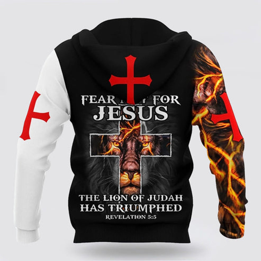 FUNSTUFFPRINT 3D Lightning Lion And Jesus Cross 3D Hoodie and Zip Hoodie
