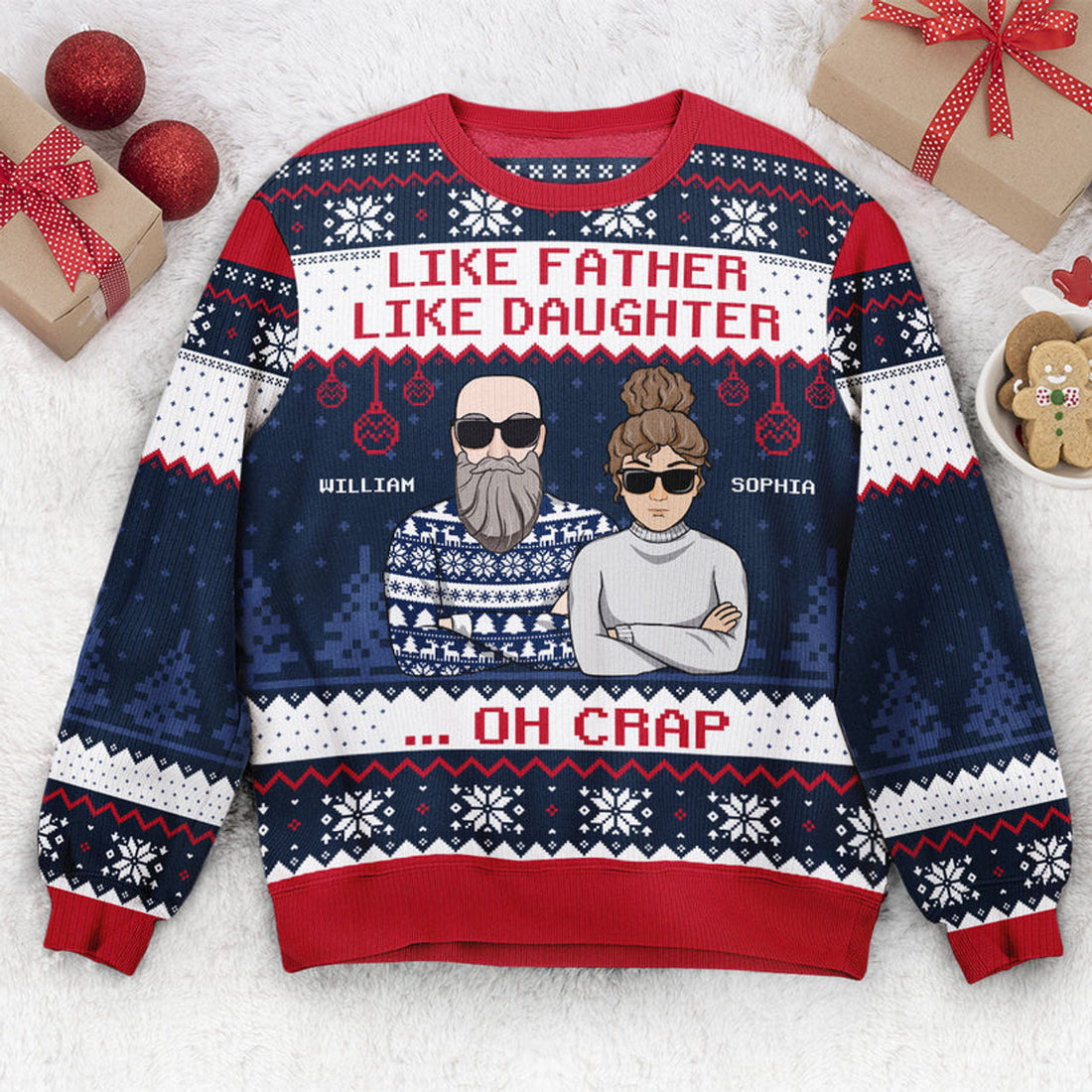 FUNSTUFFPRINT Custom  Like Father Like Daughter Ugly  Sweater