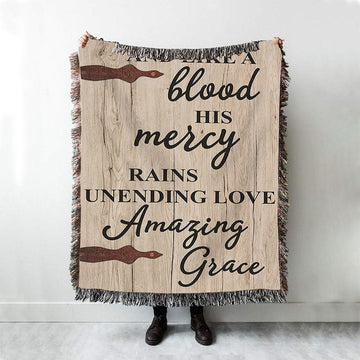 Like A Blood His Mercy Rains Unendling Love Woven Throw Blanket - Christian Wall Woven Blanket - Religious Woven Blanket Prints