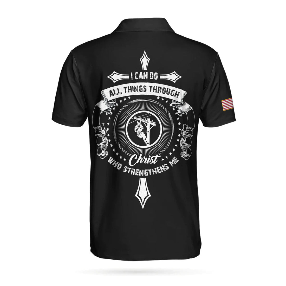 Custom Lineman I Can Do All Things Short Sleeve Custom Polo Shirt, Personalized Christian Lineman Polo Shirt For Men