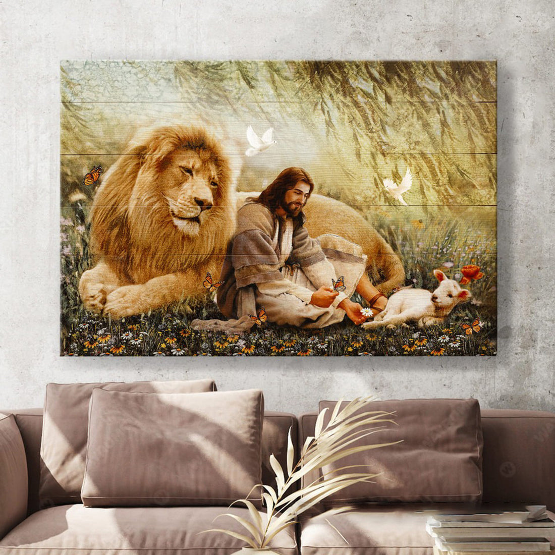 Lion And God, Lion King, Jesus Poster, Lamb Lover Poster and Canvas