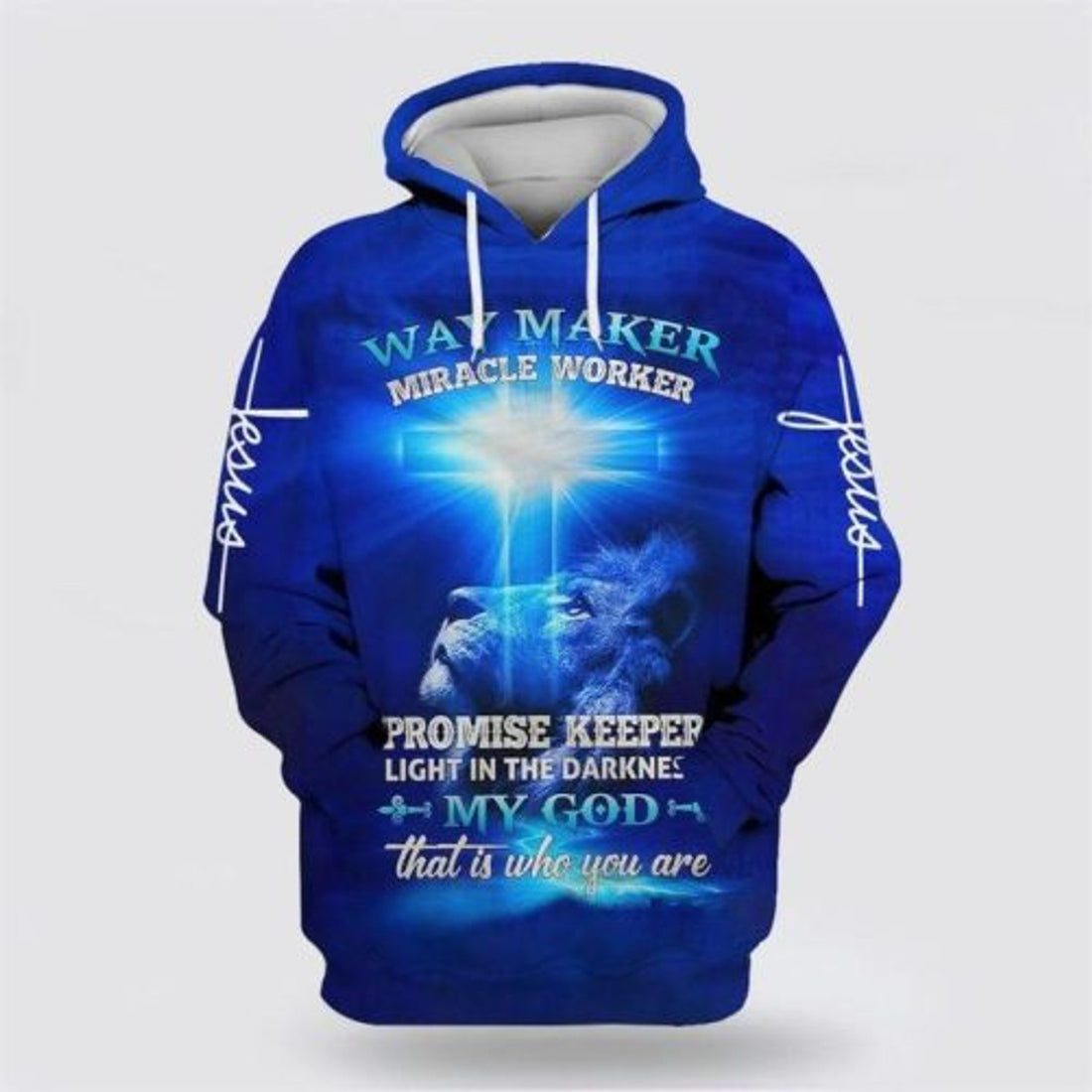 FUNSTUFFPRINT Christian 3D All Over Hoodie Way Maker Miracle Worker My God Lion Cross 3D Hoodie and Zip Hoodie