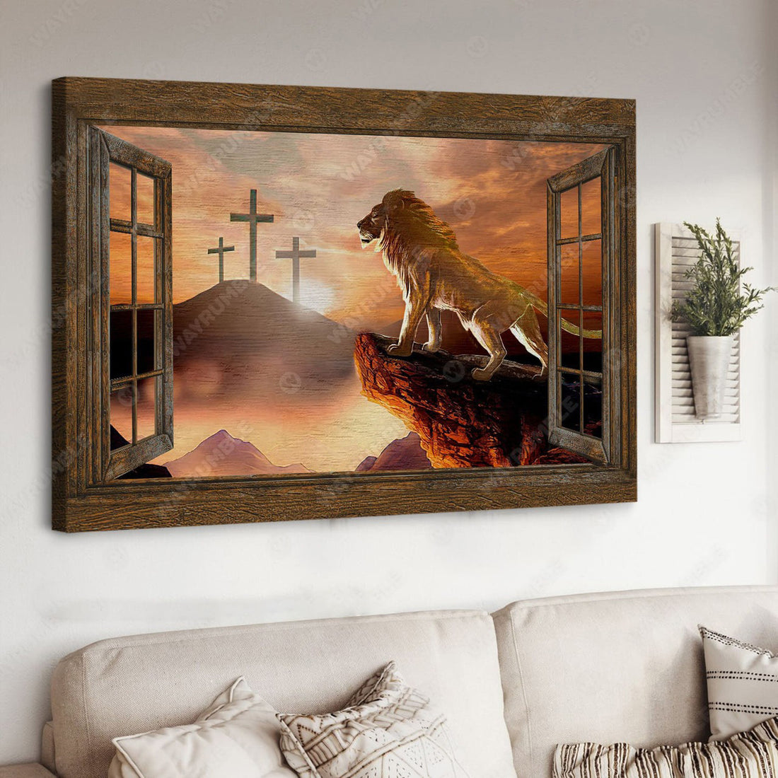 Lion King, God Cross, Poster Decor, Lion Poster Poster and Canvas