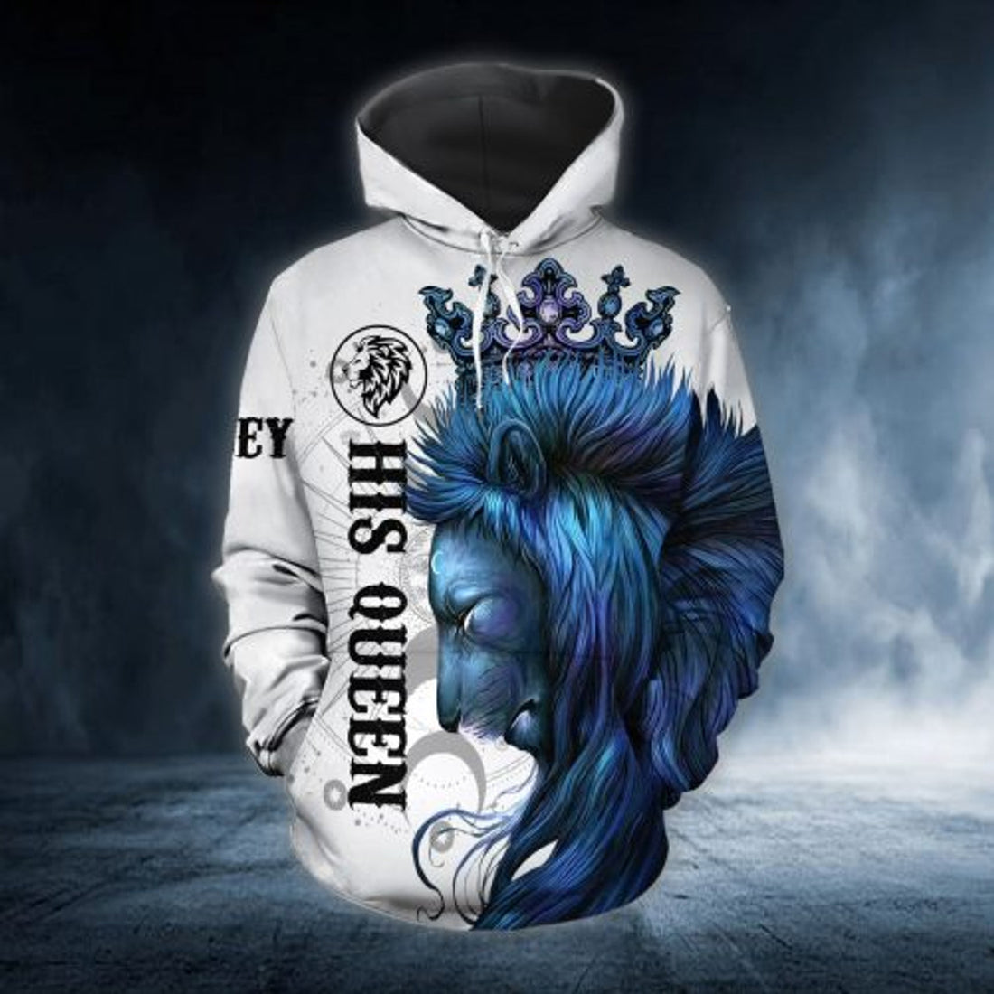 FUNSTUFFPRINT Personalized Lion Couple 3D All Over Hoodie His Queen Her King 3D Hoodie and Zip Hoodie