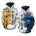 FUNSTUFFPRINT Personalized Lion Couple 3D All Over Hoodie His Queen Her King 3D Hoodie and Zip Hoodie