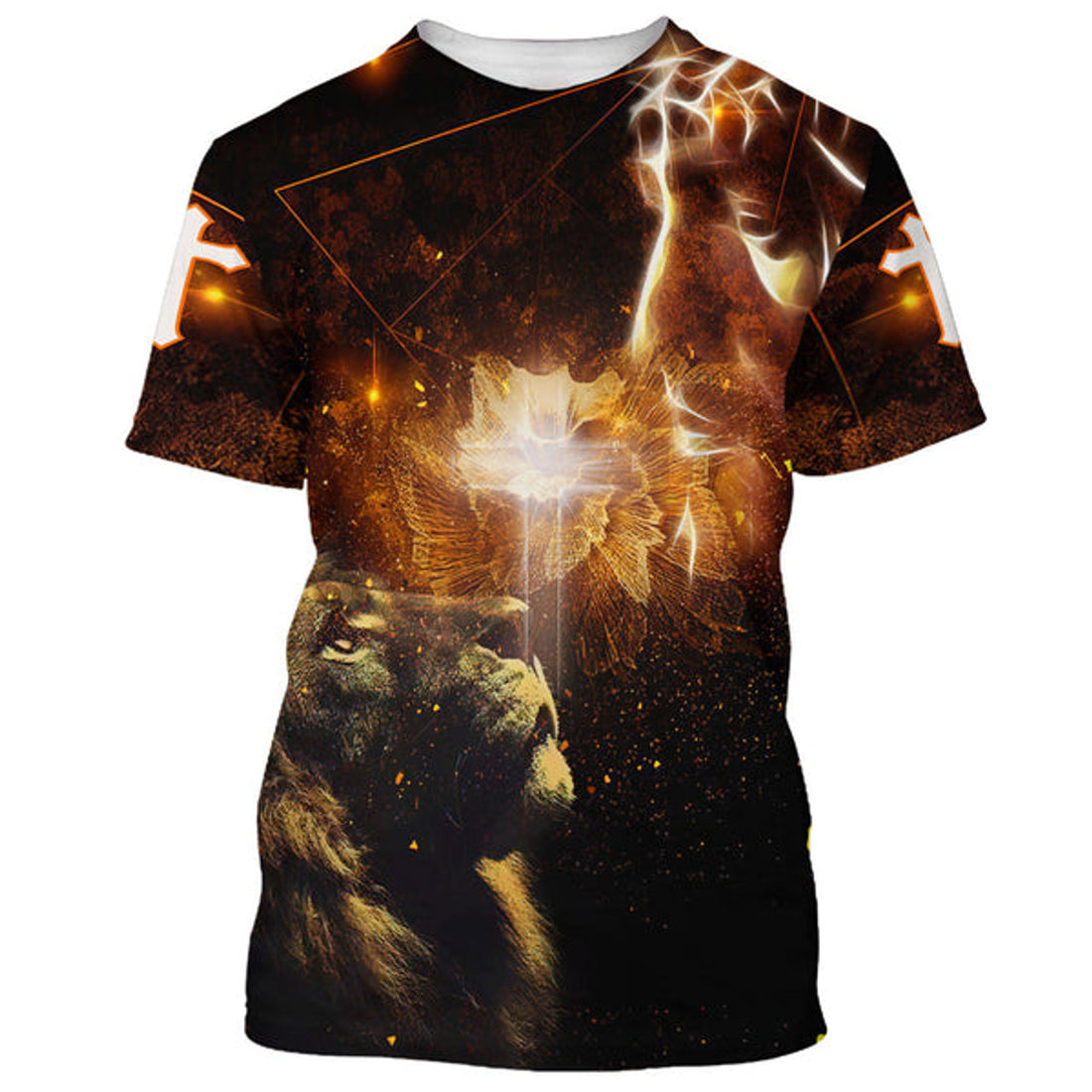 FUNSTUFFPRINT Lion And Cross Christian 3D T-shirt