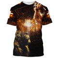 FUNSTUFFPRINT Lion And Cross Christian 3D T-shirt