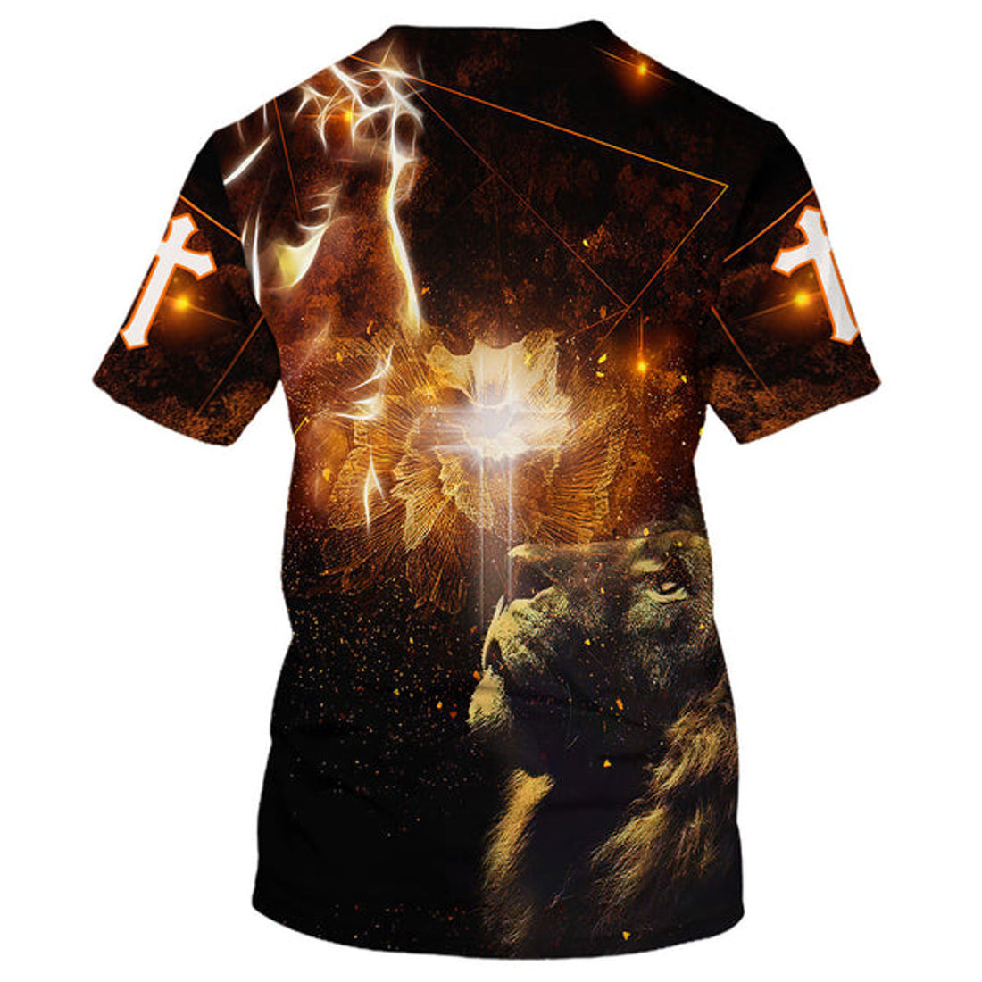 FUNSTUFFPRINT Lion And Cross Christian 3D T-shirt
