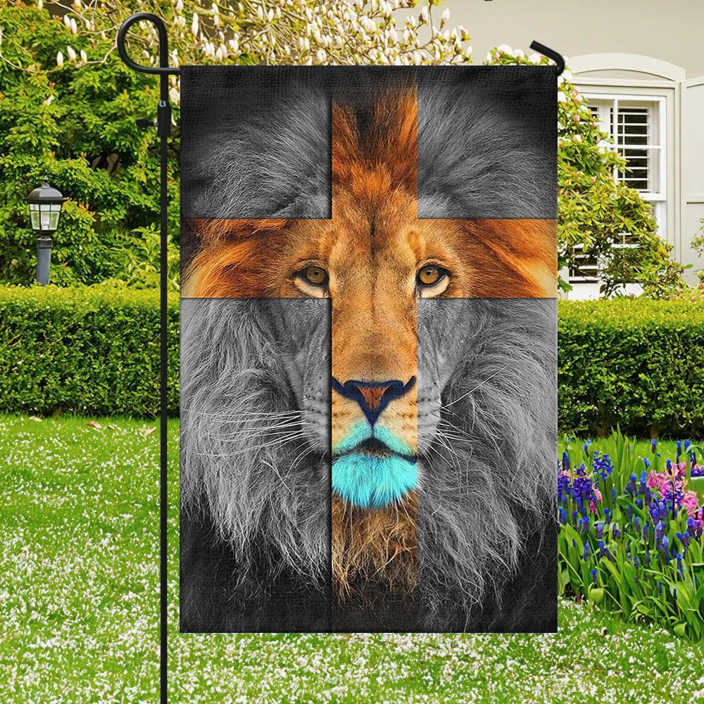Lion And Cross, Christian's Flag, Garden Decor, Garden Flag Stand, Christian Flag, Scripture Flag, Garden Banner
