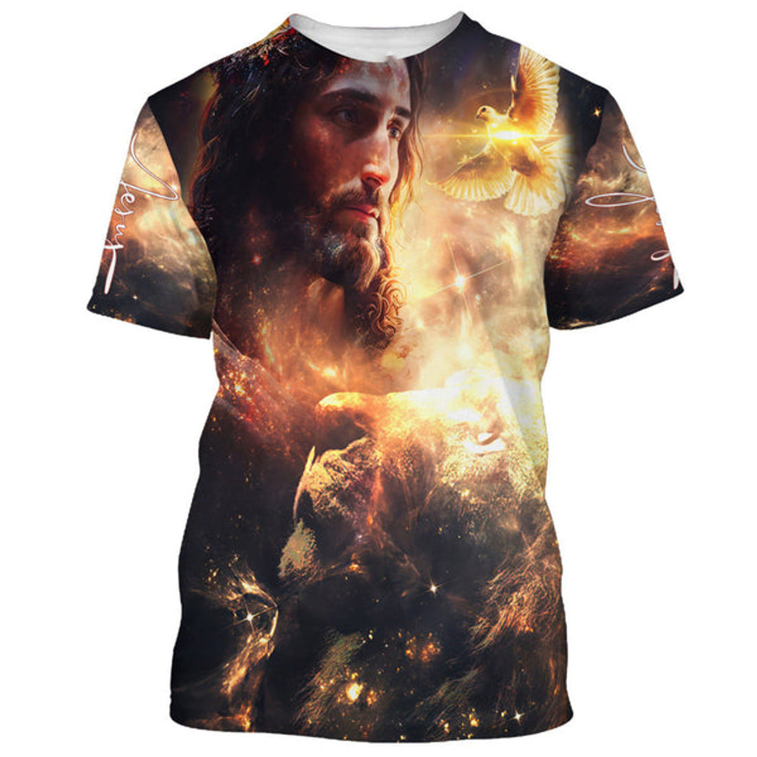 FUNSTUFFPRINT Lion And Jesus Picture Christian 3D T-shirt