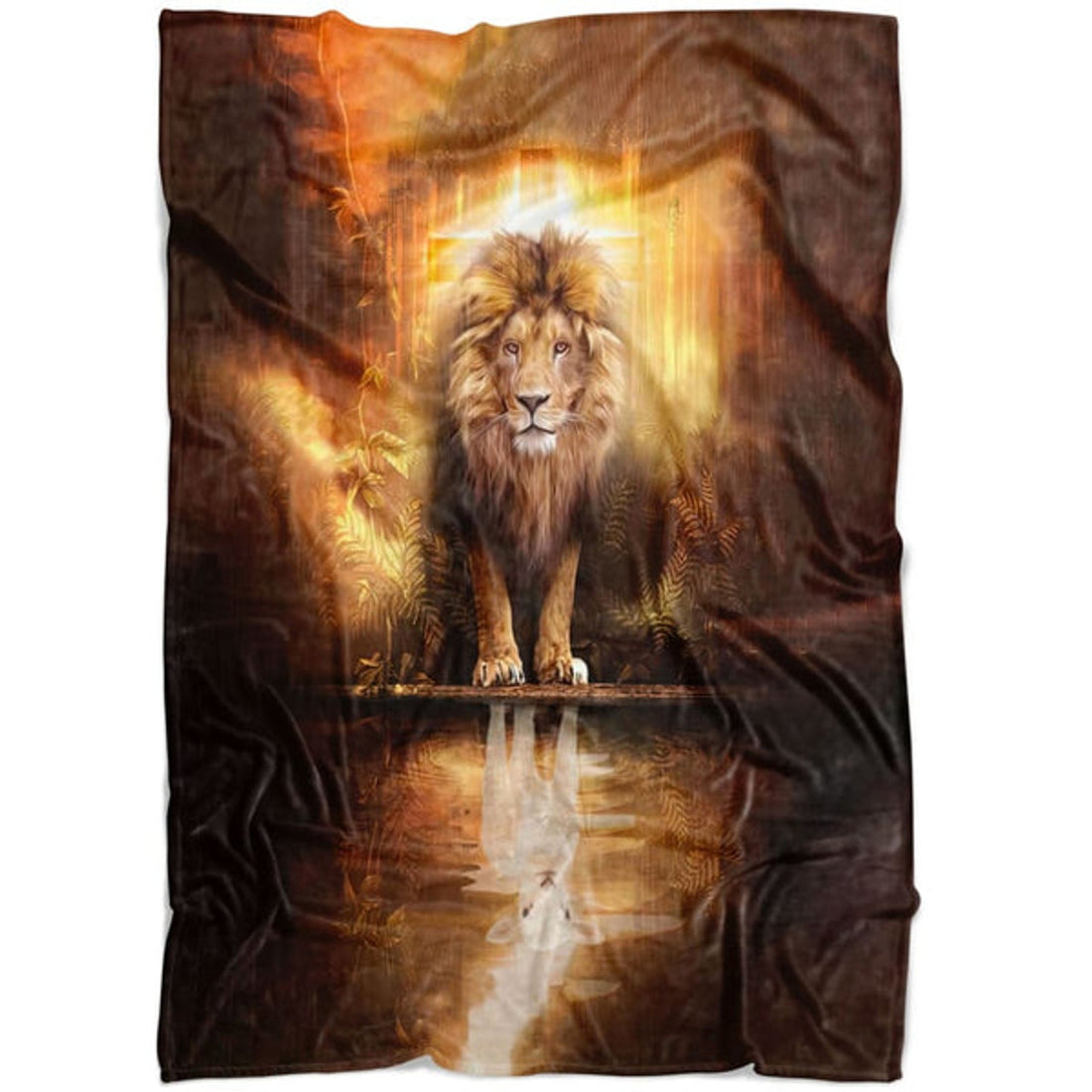 FUNSTUFFPRINT Lion And Lamb Jesus Lion Fleece Blanket - Christian Blanket - Bible Verse Blanket