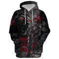 FUNSTUFFPRINT Lion Armor Knight Faith Over Fear Hoodie - Men & Women Christian 3D Hoodie and Zip Hoodie