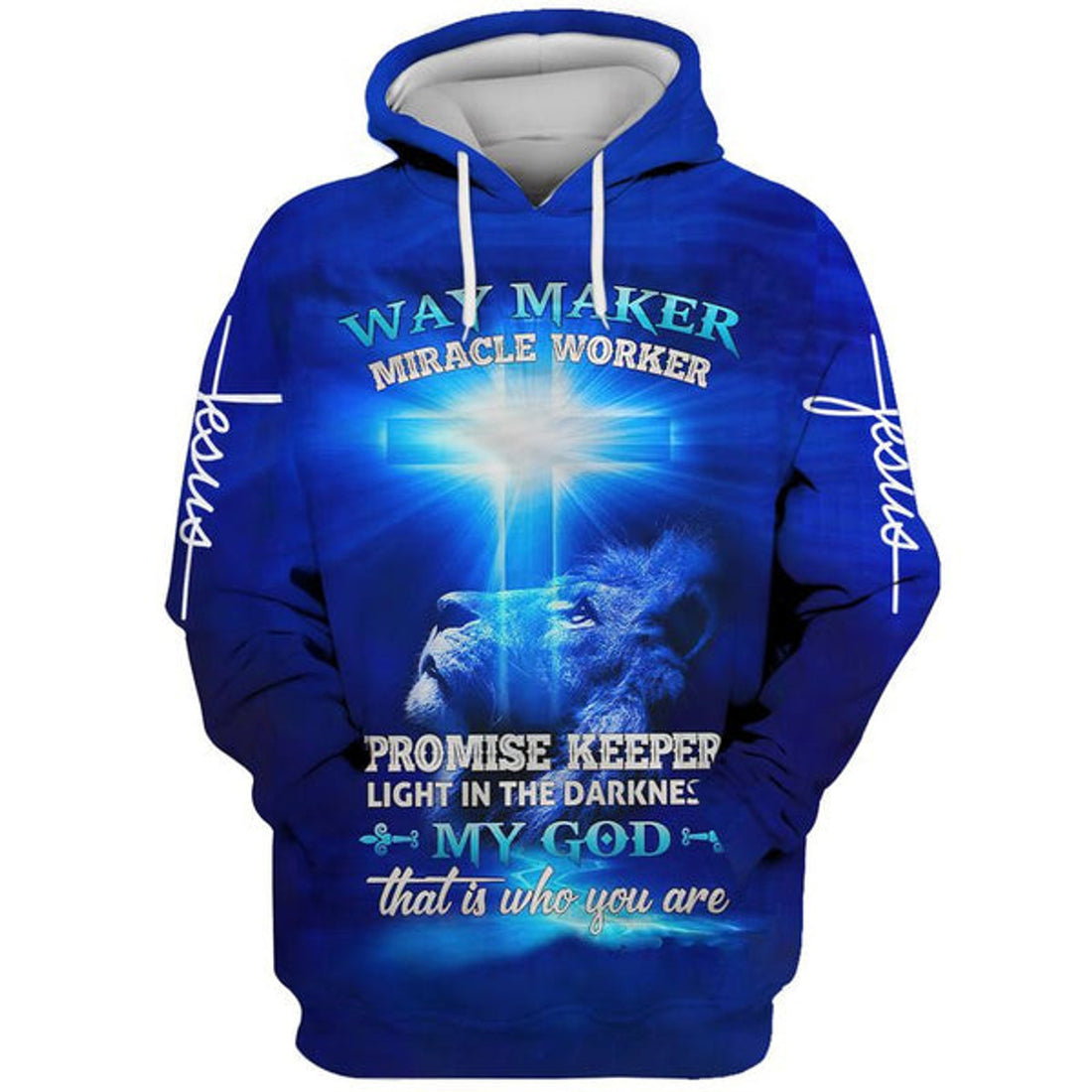 FUNSTUFFPRINT Lion Cross Way Maker Miracle Worker My God That Is Who You Are Hoodie - Men & Women Christian 3D Hoodie and Zip Hoodie