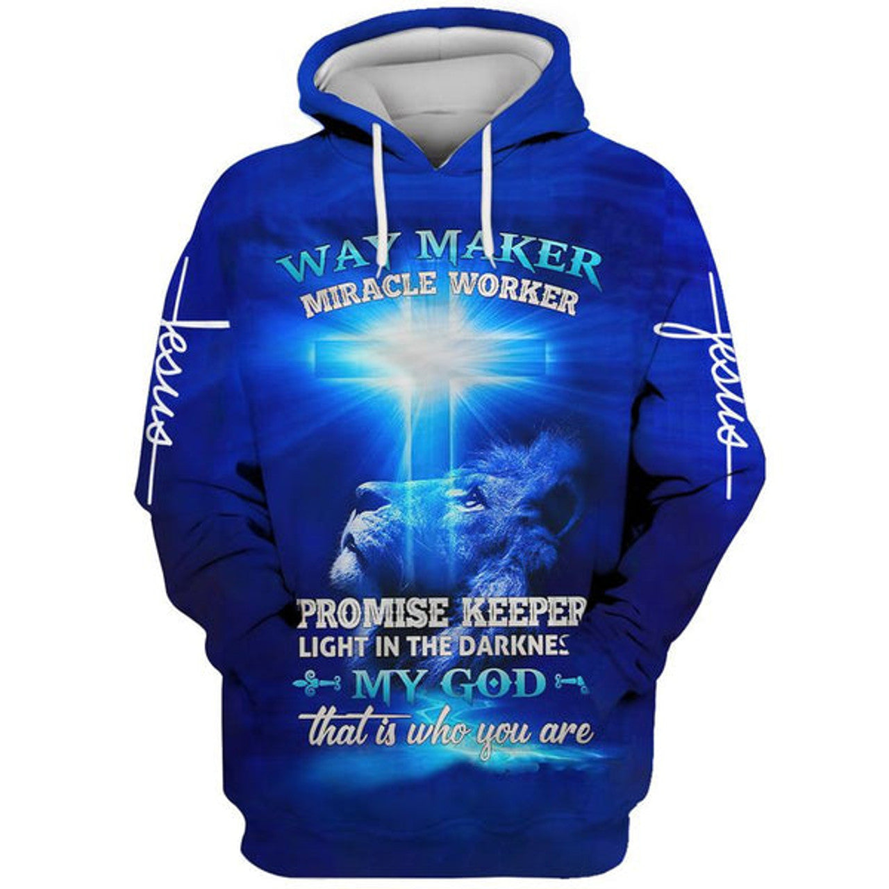 FUNSTUFFPRINT Lion Cross Way Maker Miracle Worker My God That Is Who You Are Hoodie - Men & Women Christian 3D Hoodie and Zip Hoodie