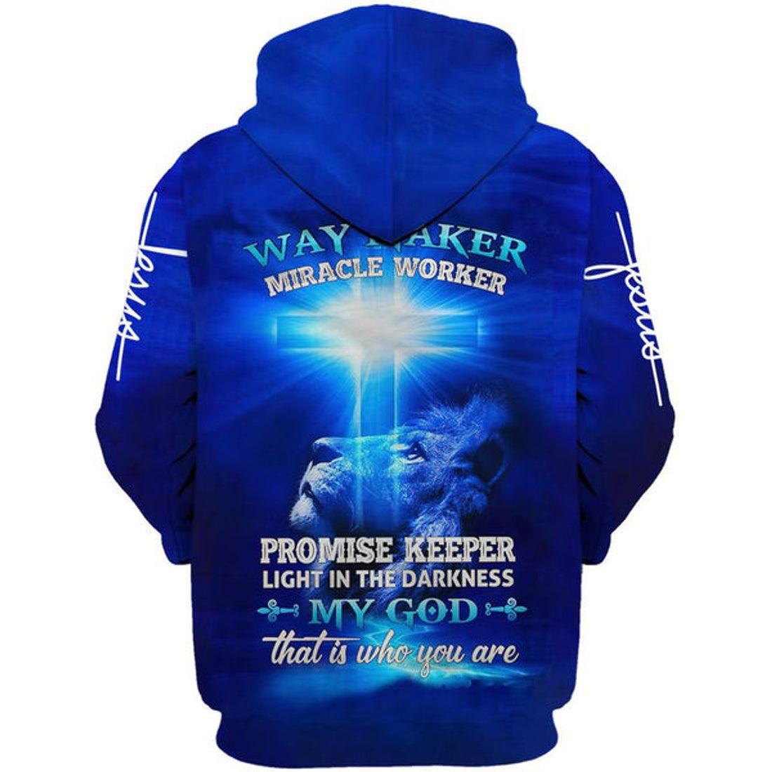 FUNSTUFFPRINT Lion Cross Way Maker Miracle Worker My God That Is Who You Are Hoodie - Men & Women Christian 3D Hoodie and Zip Hoodie