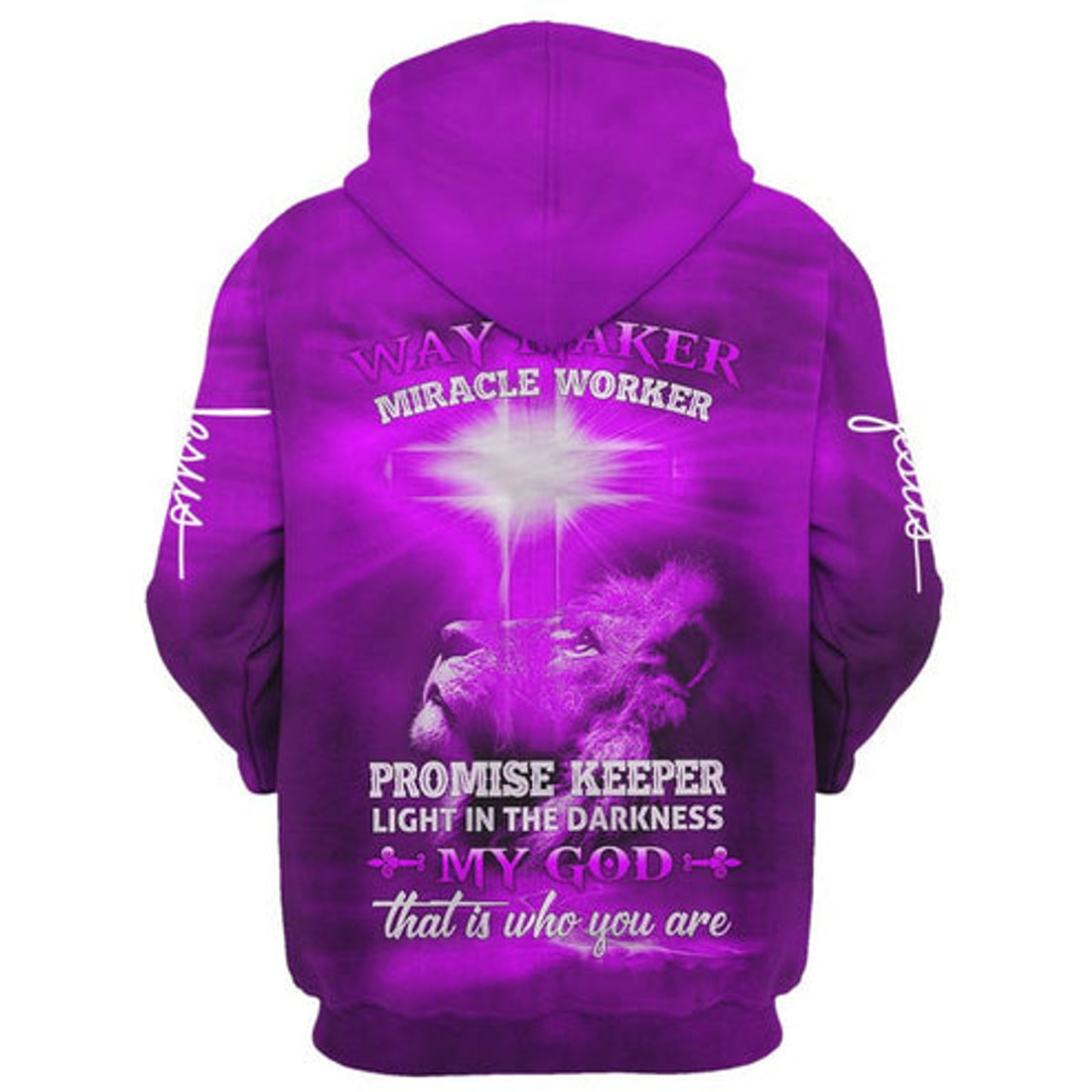 FUNSTUFFPRINT 3D Lion Cross Way Maker Miracle Worker Promise Keeper My God 3D Hoodie and Zip Hoodie