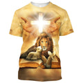FUNSTUFFPRINT Lion Lamb And Dove Christian 3D T-shirt