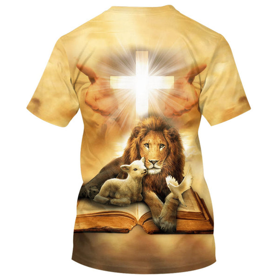 FUNSTUFFPRINT Lion Lamb And Dove Christian 3D T-shirt
