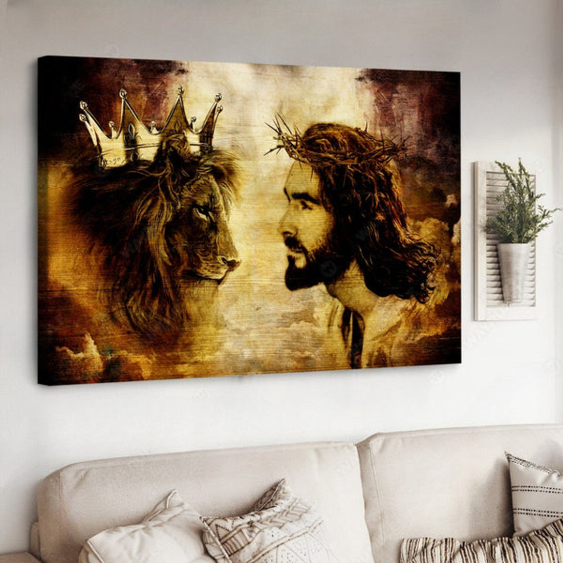 Lion Of Judah. Faith Fear Jesus Canvas Wall Art - Jesus Canvas Pictures - Christian Wall Posters