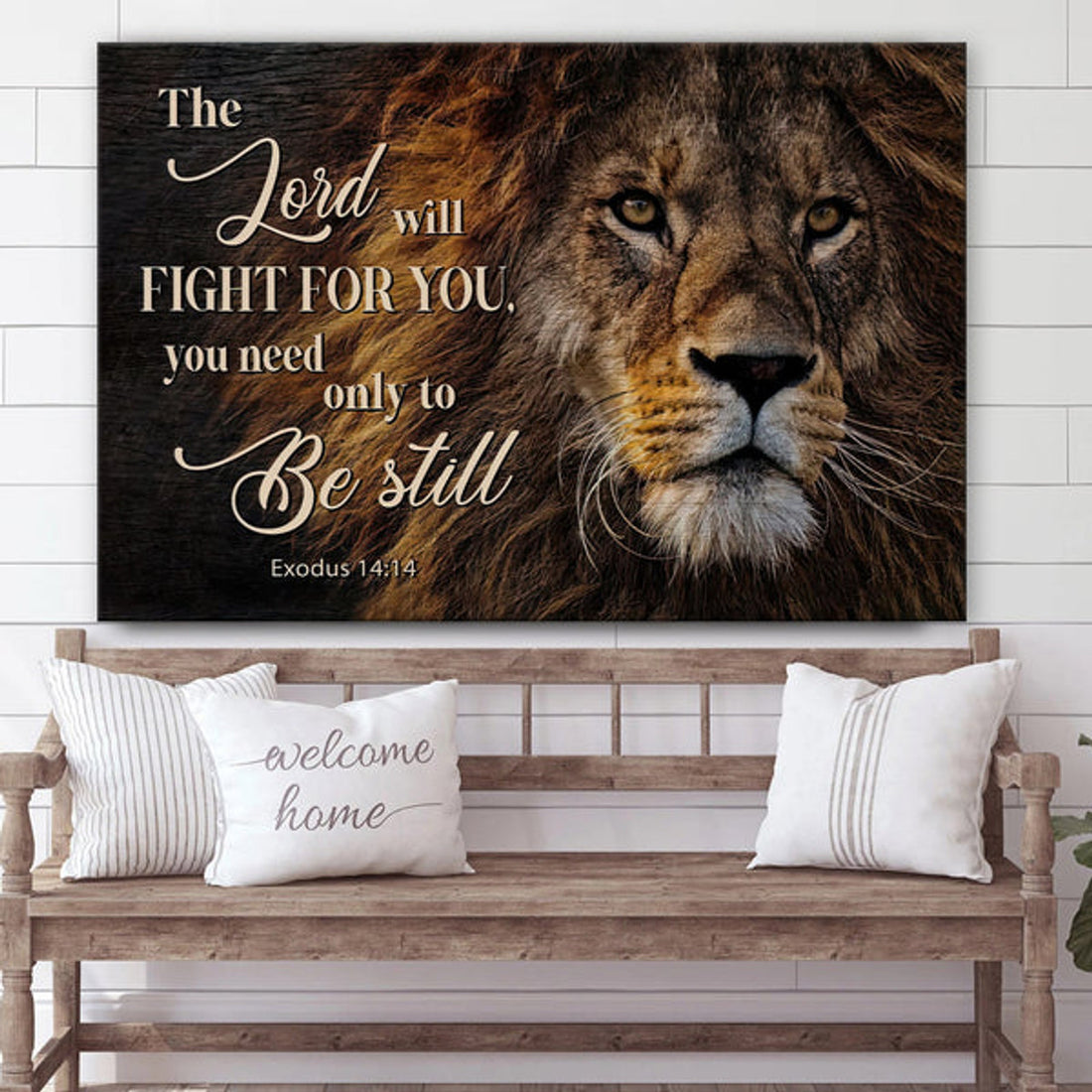 Lion Of Judah Exodus 1414 The Lord Will Fight For You Wall Art Canvas - Canvas Painting