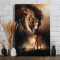 Lion Of Judah Jesus Praying With Jesus Canvas Wall Art - Christian Wall Posters - Religious Wall Decor