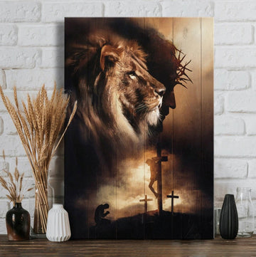 Lion Of Judah Jesus Praying With Jesus Canvas Wall Art - Christian Wall Posters - Religious Wall Decor