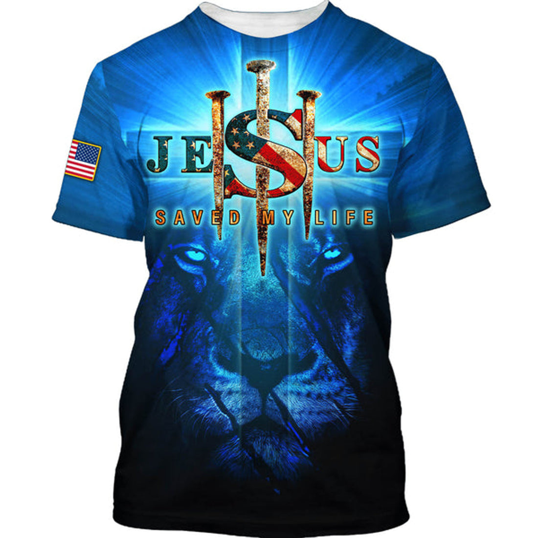 FUNSTUFFPRINT Lion Of Judah Jesus Saved My Life Christian 3D T-shirt