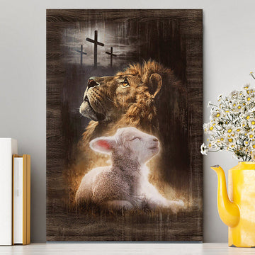 Lion Of Judah Lamb Of God The Rugged Crosses Canvas - Lion Canvas Print - Christian Wall Art - Religious Home Decor