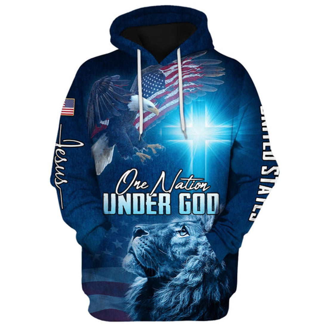 FUNSTUFFPRINT Lion Of Judah One Nation Under God Hoodies Men & Women Christian 3D Hoodie and Zip Hoodie