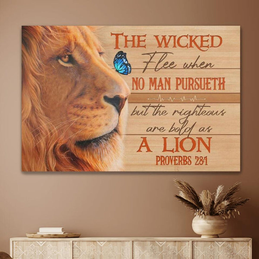 Lion The Wicked Flee When No Man Pursueth Canvas Wall Art - Christian Poster - Religious Wall Decor