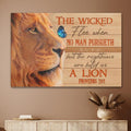 Lion The Wicked Flee When No Man Pursueth Canvas Wall Art - Christian Poster - Religious Wall Decor