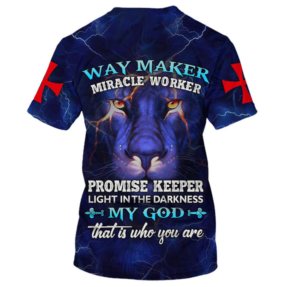 FUNSTUFFPRINT Lion Way Maker Miracle Worker Promise Keeper Christian 3D T-shirt