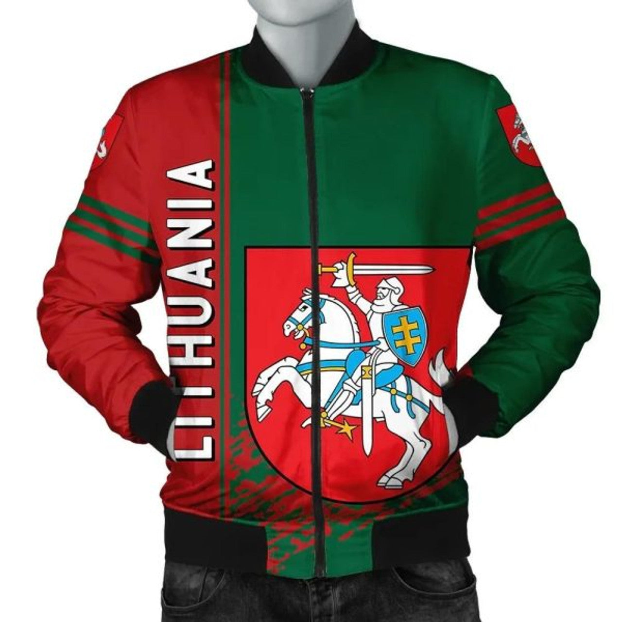 FUNSTUFFPRINTI Lithuania Coat Of Arms Men Bomber Jacket Quarter Style Bomber Jacket