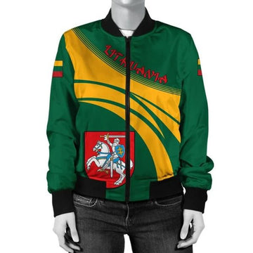 FUNSTUFFPRINTI Lithuania Coat Of Arms Women Bomber Jacketticket Bomber Jacket