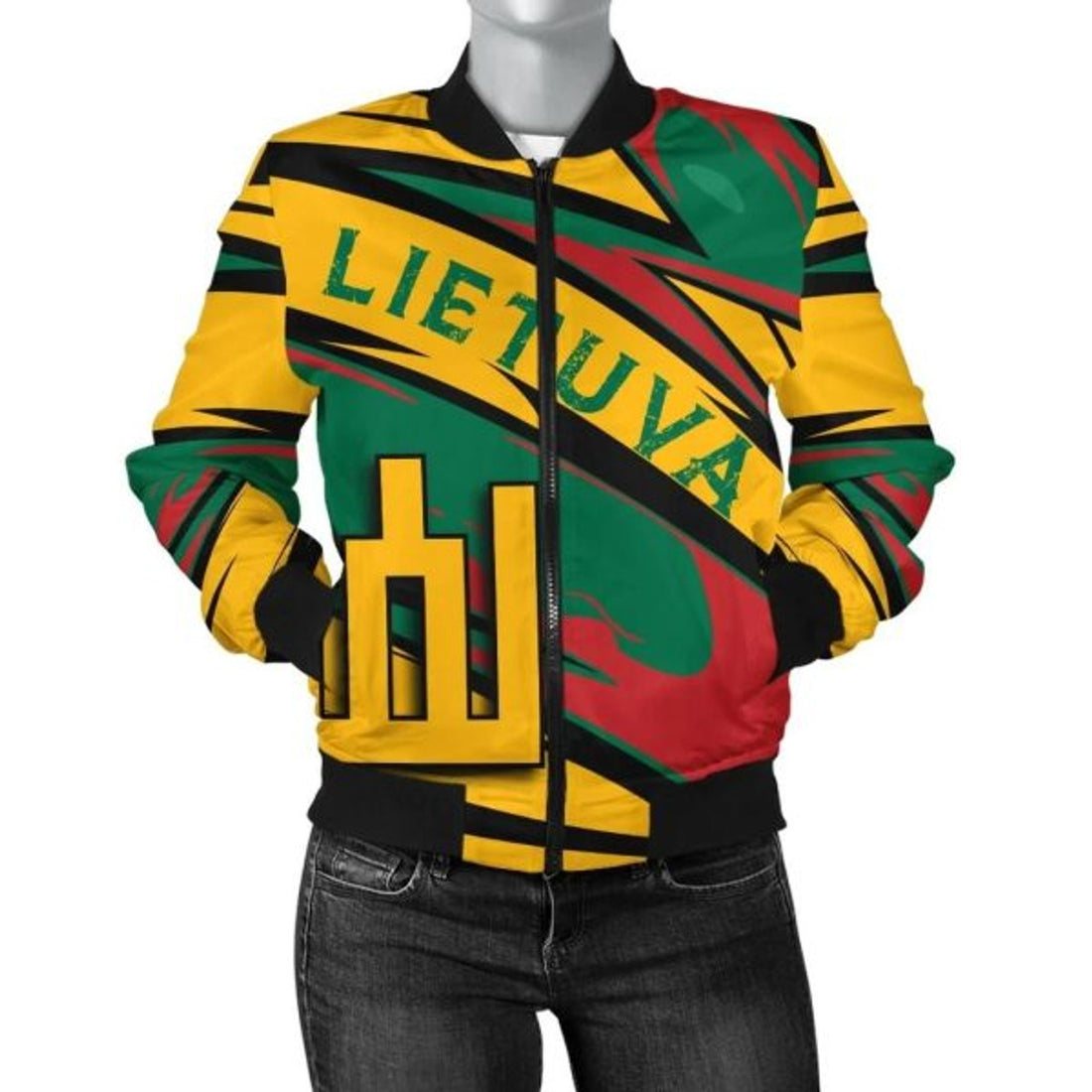 FUNSTUFFPRINTI Lithuania Knight Forces Bomber Jacket - Lode Style - JR Bomber Jacket