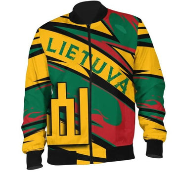FUNSTUFFPRINTI Lithuania Knight Forces Bomber Jacket - Lode Style - JR Bomber Jacket