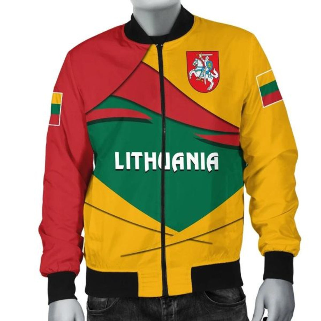 FUNSTUFFPRINTI Lithuania Men's Bomber Jacket - Lithuania Pride Bomber Jacket