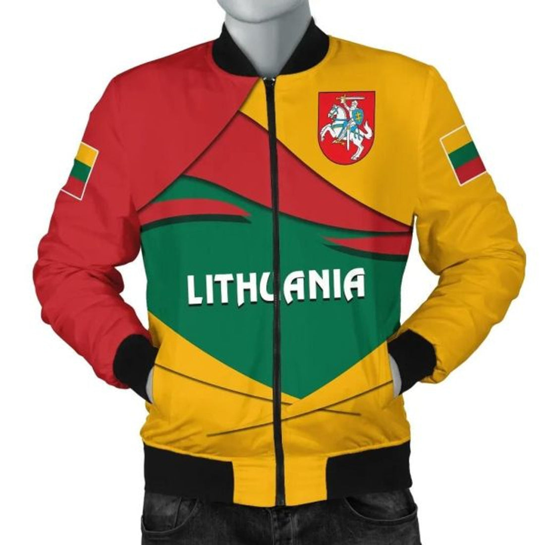 FUNSTUFFPRINTI Lithuania Men's Bomber Jacket - Lithuania Pride Bomber Jacket