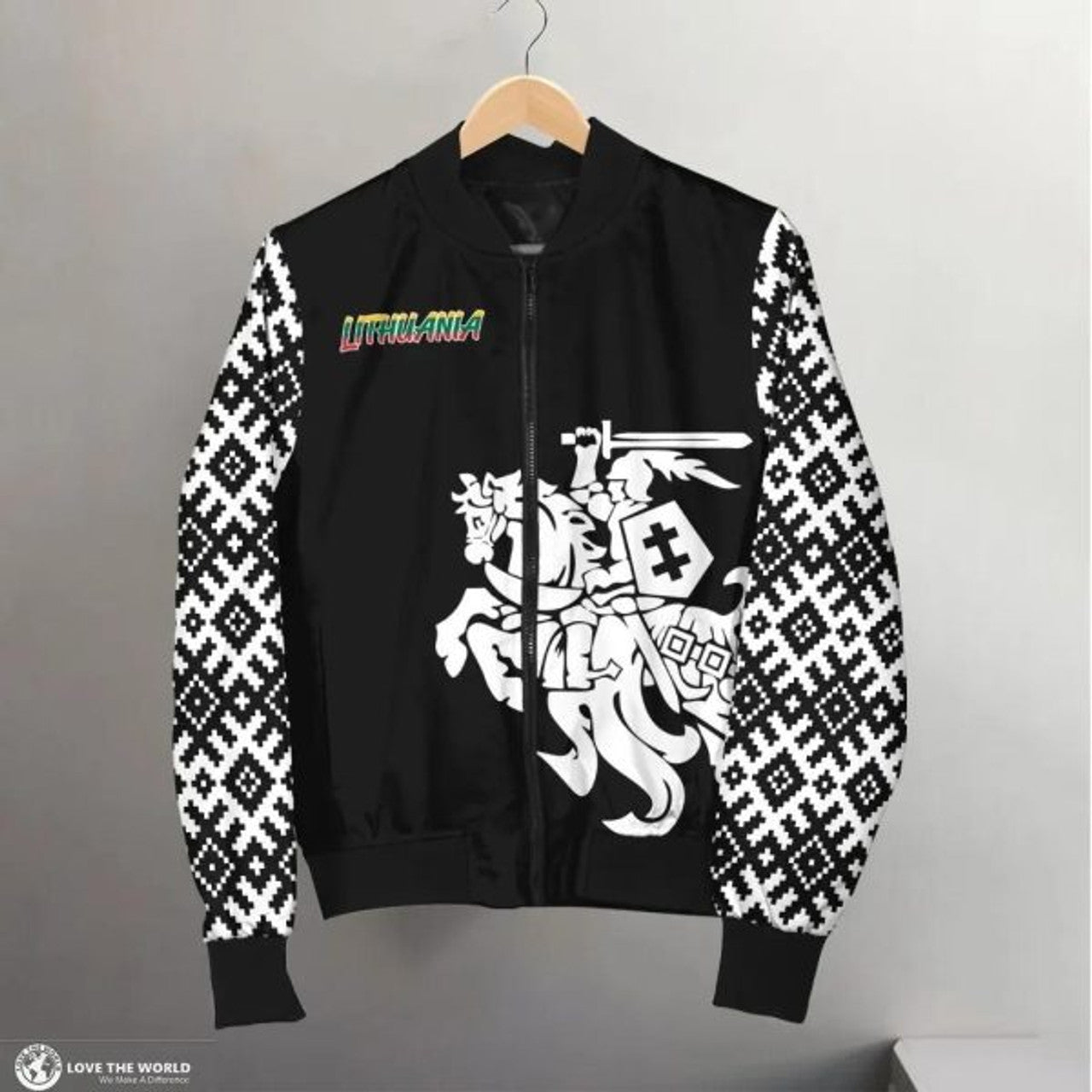 FUNSTUFFPRINTI Lithuania Vytis Pattern Men's 3D Bomber Jacket